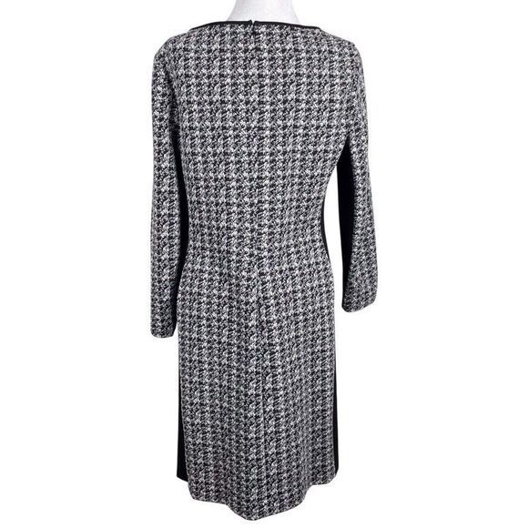 RALPH LAUREN Houndstooth Colorblock Sheath Dress Size 14 Slimming Black White - Picture 8 of 16